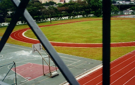 the track and the basketball court